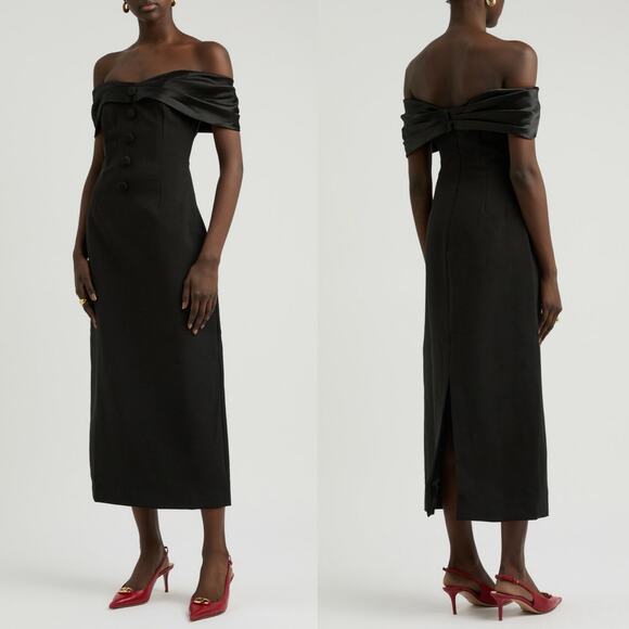 Odd Muse The Ultimate Muse Bow Midi Dress Black Size Medium LBD Classic - Picture 1 of 8